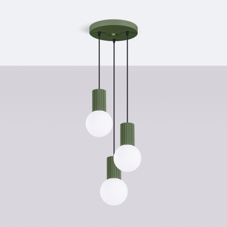 NOWOŚĆ Lampa wisząca HALO 3P zielona oliwkaSL.1725 Sollux