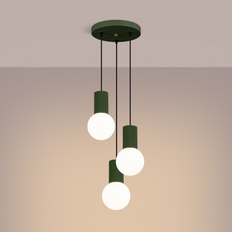NOWOŚĆ Lampa wisząca HALO 3P zielona oliwkaSL.1725 Sollux