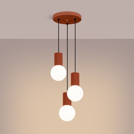 NOWOŚĆ Lampa wisząca HALO 3P ochra czerwonaSL.1730 Sollux