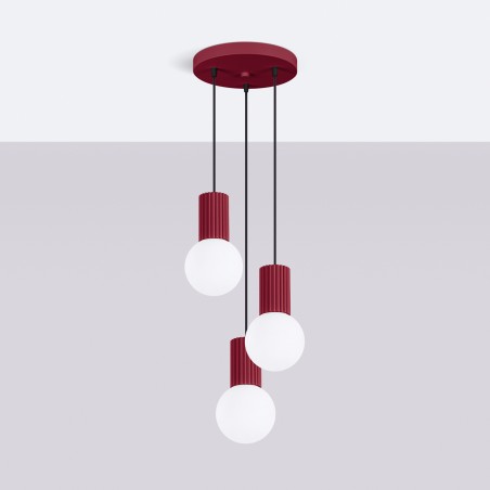 NOWOŚĆ Lampa wisząca HALO 3P burgundSL.1750 Sollux