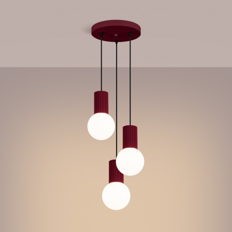 NOWOŚĆ Lampa wisząca HALO 3P burgundSL.1750 Sollux