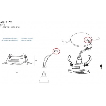 NOWOŚĆ MAXLIGHT H0045 OPRAWA WPUSTOWA AQUA IP65 OKRĄGŁA CHROM