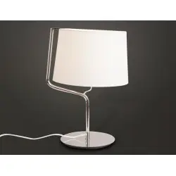 NOWOŚĆ MAXLIGHT T0030 LAMPA STOŁOWA CHICAGO CHROM + BIAŁY ABAŻUR