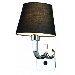 NOWOŚĆ MAXLIGHT W0190 KINKIET DENVER, CHROM + CZARNY ABAŻUR