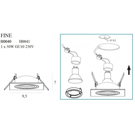 NOWOŚĆ MAXLIGHT H0040 OPRAWA WPUSTOWA FINE KWADRATOWA METAL SZCZOTKOWANY
