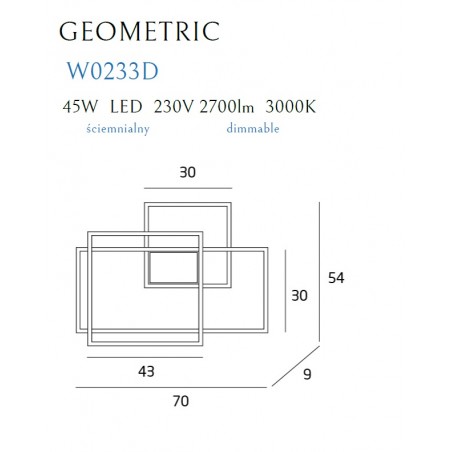 NOWOŚĆ MAXLIGHT W0233D KINKIET LED GEOMETRIC CZARNY - NOWY ŚCIEMNIALNY