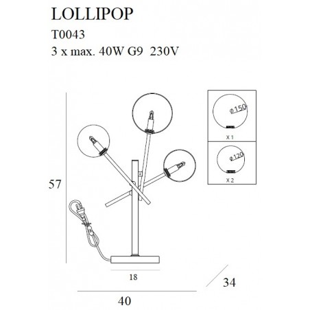 NOWOŚĆ MAXLIGHT T0043 LAMPA STOŁOWA LOLLIPOP BLACK