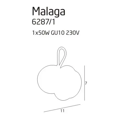 NOWOŚĆ MAXLIGHT 6287/1 MALAGA KINKIET 1 CHROM