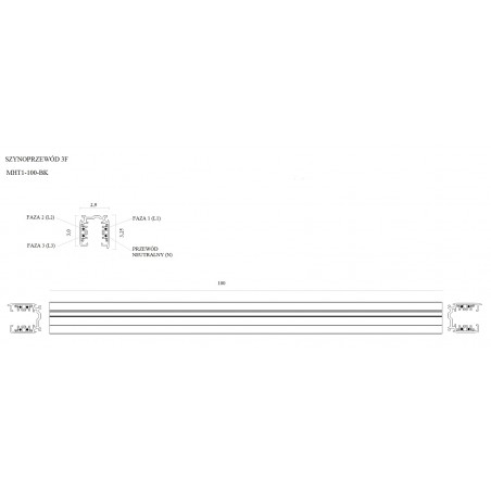 NOWOŚĆ MAXLIGHT MHT1-100-BK SZYNA PRĄDOWA TRÓJFAZOWA 1M CZARNA