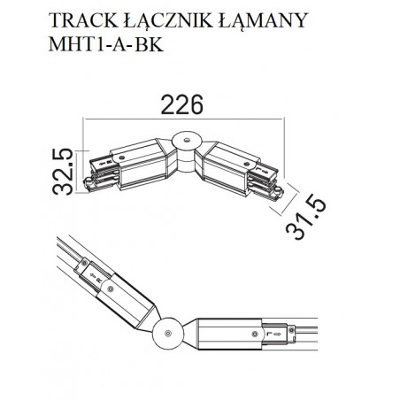 NOWOŚĆ MAXLIGHT MHT1-A-BK TRACK ŁĄCZNIK ŁAMANY czarny