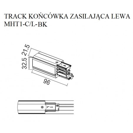 NOWOŚĆ MAXLIGHT MHT1-C/L-BK TRACK KOŃCÓWKA ZASILAJĄCA lewa czarna