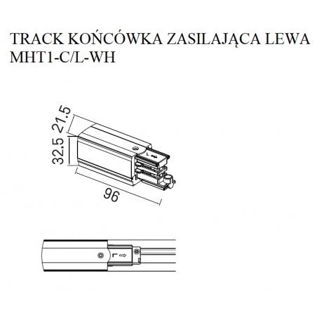 NOWOŚĆ MAXLIGHT MHT1-C/L-WH TRACK KOŃCÓWKA ZASILAJĄCA lewa biała