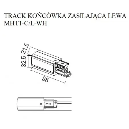 NOWOŚĆ MAXLIGHT MHT1-C/L-WH TRACK KOŃCÓWKA ZASILAJĄCA lewa biała