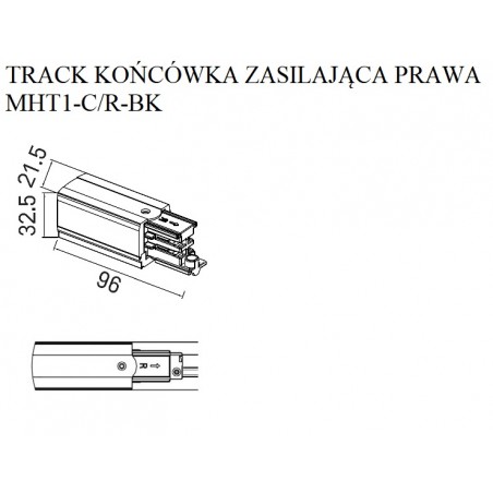 NOWOŚĆ MAXLIGHT MHT1-C/R-BK TRACK KOŃCÓWKA ZASILAJĄCA prawa czarna
