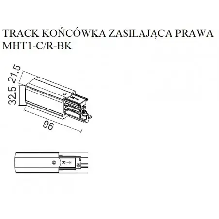 NOWOŚĆ MAXLIGHT MHT1-C/R-BK TRACK KOŃCÓWKA ZASILAJĄCA prawa czarna
