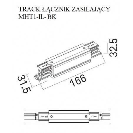 NOWOŚĆ MAXLIGHT MHT1-IL-BK TRACK ŁĄCZNIK PROSTY ZASILAJĄCY CZARNY