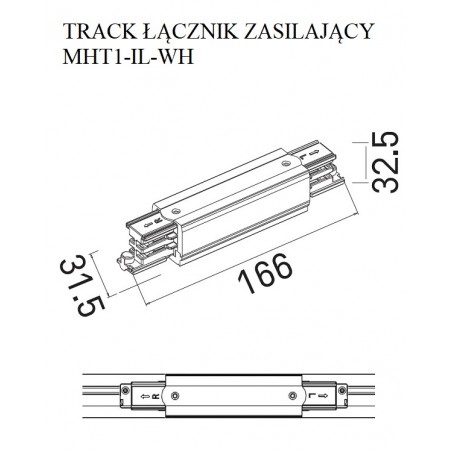 NOWOŚĆ MAXLIGHT MHT1-IL-WH TRACK ŁĄCZNIK PROSTY ZASILAJĄCY BIAŁY