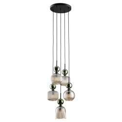 NOWOŚĆ Lampa wisząca, Żyrandol, Nad stół 11149 SOPHIA GREEN COGNAC 5XE14 Tk Lighting