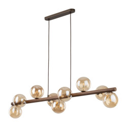 NOWOŚĆ Lampa wisząca nad stół 11097 ESTERA WOOD ORZECH BURSZTYN LAMPA WISZACA 9XG9 Tk...