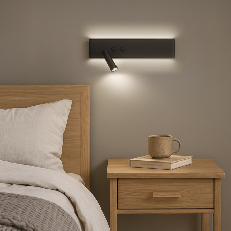 NOWOŚĆ ML1570 Kinkiet Resort Czarny Lewy 10W + 3W LED 4000K Milagro