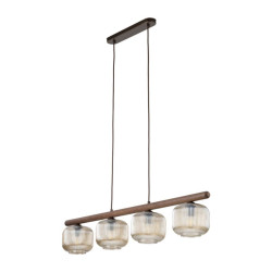 NOWOŚĆ Lampa wisząca na listwie z kloszami, Drewno 11070 SALVIA BROWN 4XE14 Tk Lighting