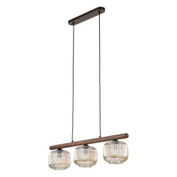 NOWOŚĆ Lampa wisząca na listwie z kloszami, Potrójna, Drewno11069 SALVIA BROWN 3XE14 Tk...