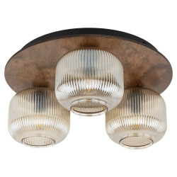 NOWOŚĆ Lampa sufitowa, Plafon potrójny, z kloszami, Drewno 11068 SALVIA BROWN 3XE14 Tk...