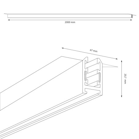 NOWOŚĆ ML2163 Szyna podtynk magnetic track 5mm 200cm Milagro