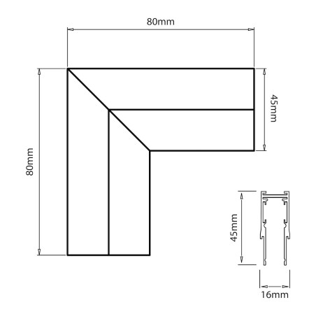 NOWOŚĆ ML2183 Narożnik natynk L góra dół magnetic track 10mm Milagro