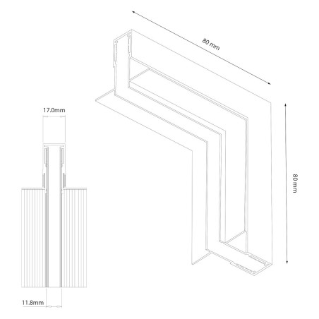 NOWOŚĆ ML2187 Narożnik podtynk góra dół magnetic track 10mm Milagro
