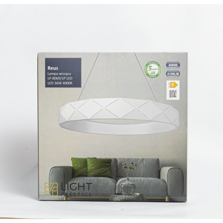Reus LED lampa wisząca biała LP-8069/1P LED WH