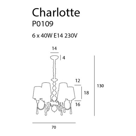 NOWOŚĆ MAXLIGHT P0109 LAMPA WISZĄCA CHARLOTTE 70 cm