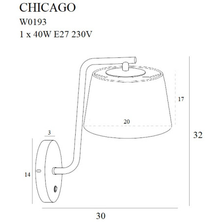 NOWOŚĆ MAXLIGHT W0193 KINKIET CHICAGO BIAŁY + BIAŁY ABAŻUR