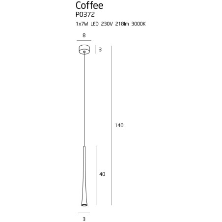 NOWOŚĆ MAXLIGHT P0372 LAMPA WISZĄCA COFFEE BLACK MAŁA