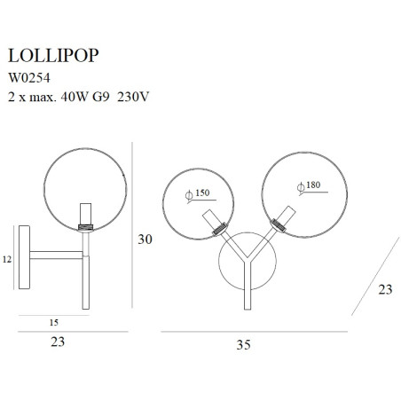 NOWOŚĆ MAXLIGHT W0254 KINKIET LOLLIPOP