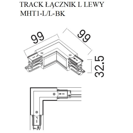 NOWOŚĆ MAXLIGHT MHT1-L/L-BK TRACK ŁĄCZNIK "L" lewy czarny