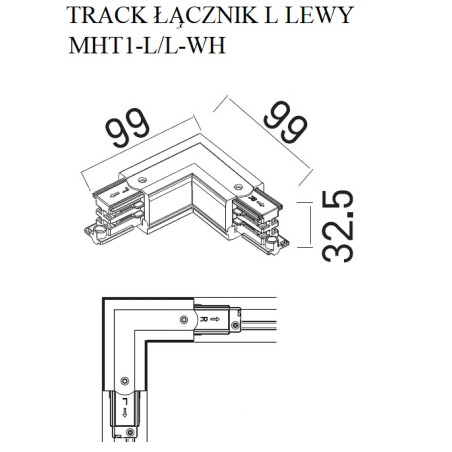 NOWOŚĆ MAXLIGHT MHT1-L/L-WH TRACK ŁĄCZNIK "L" lewy biały