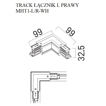 NOWOŚĆ MAXLIGHT MHT1-L/R-WH TRACK ŁĄCZNIK "L" prawy biały
