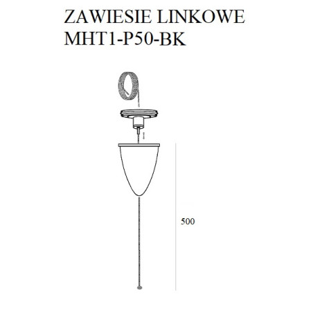 NOWOŚĆ MAXLIGHT MHT1-P50-BK TRACK ZAWIESIE LINKOWE 5m czarne  z regulacją bez uchwytu