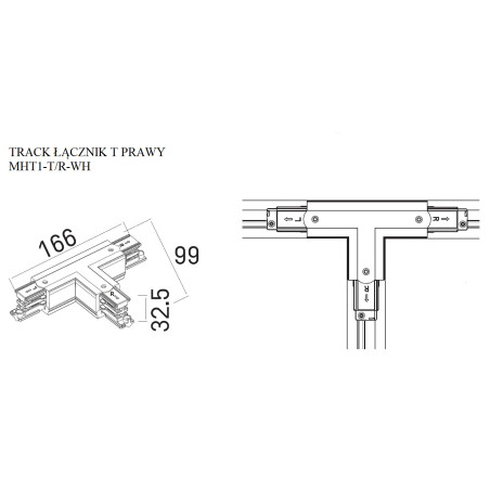 NOWOŚĆ MAXLIGHT MHT1-T/R-WH TRACK ŁĄCZNIK "T" prawy biały