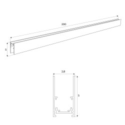 NOWOŚĆ MAXLIGHT MT0002 SZYNA MAGNETYCZNA GŁĘBOKA, NATYNKOWA, 2 METRY, CZARNA