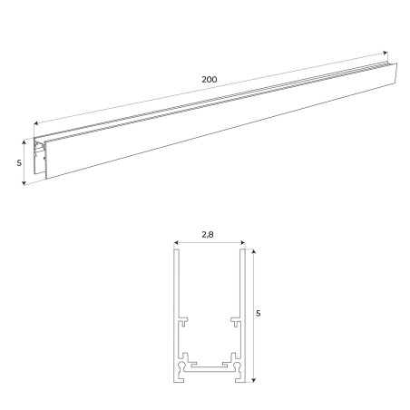NOWOŚĆ MAXLIGHT MT0002 SZYNA MAGNETYCZNA GŁĘBOKA, NATYNKOWA, 2 METRY, CZARNA