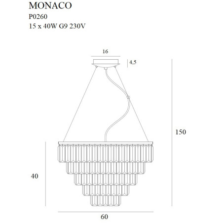 NOWOŚĆ MAXLIGHT P0260 LAMPA WISZĄCA MONACO Ø 60 cm