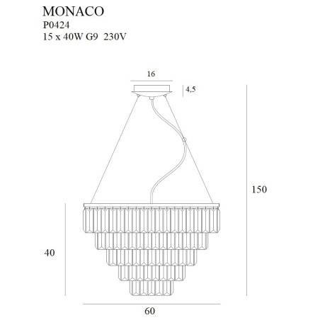 NOWOŚĆ MAXLIGHT P0424 LAMPA WISZĄCA MONACO ZŁOTA Ø 60 cm
