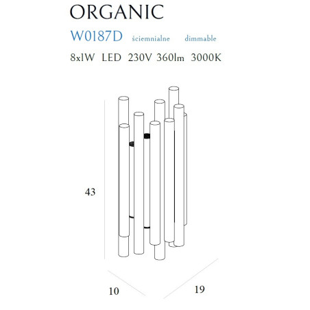 NOWOŚĆ MAXLIGHT W0187D  KINKIET ORGANIC ZŁOTY ŚCIEMNIALNY