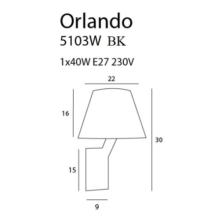 NOWOŚĆ MAXLIGHT 5103W/BLNM KINKIET ORLANDO CZARNY SATYNA