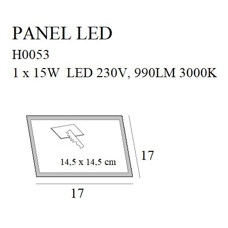 NOWOŚĆ MAXLIGHT H0053 PANELLED SQUARE 17x17 cm PODTYNKOWY, 15W