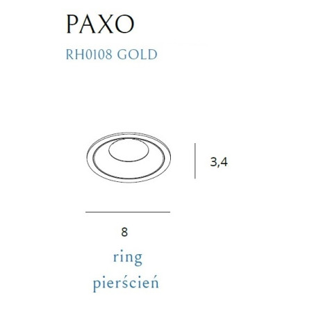 NOWOŚĆ MAXLIGHT RH0108 GOLD PIERŚCIEŃ OZDOBNY do OPRAWY WPUSTOWEJ PAXO LED ZŁOTY