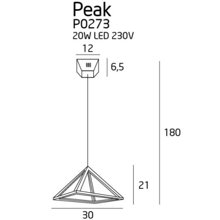 NOWOŚĆ MAXLIGHT P0273 LAMPA WISZĄCA PEAK S CHROME, 20W