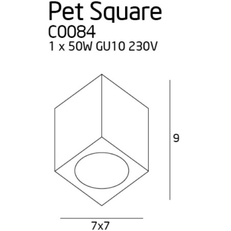 NOWOŚĆ MAXLIGHT C0084 LAMPA SUFITOWA PET SQUARE CHROM, GU10
